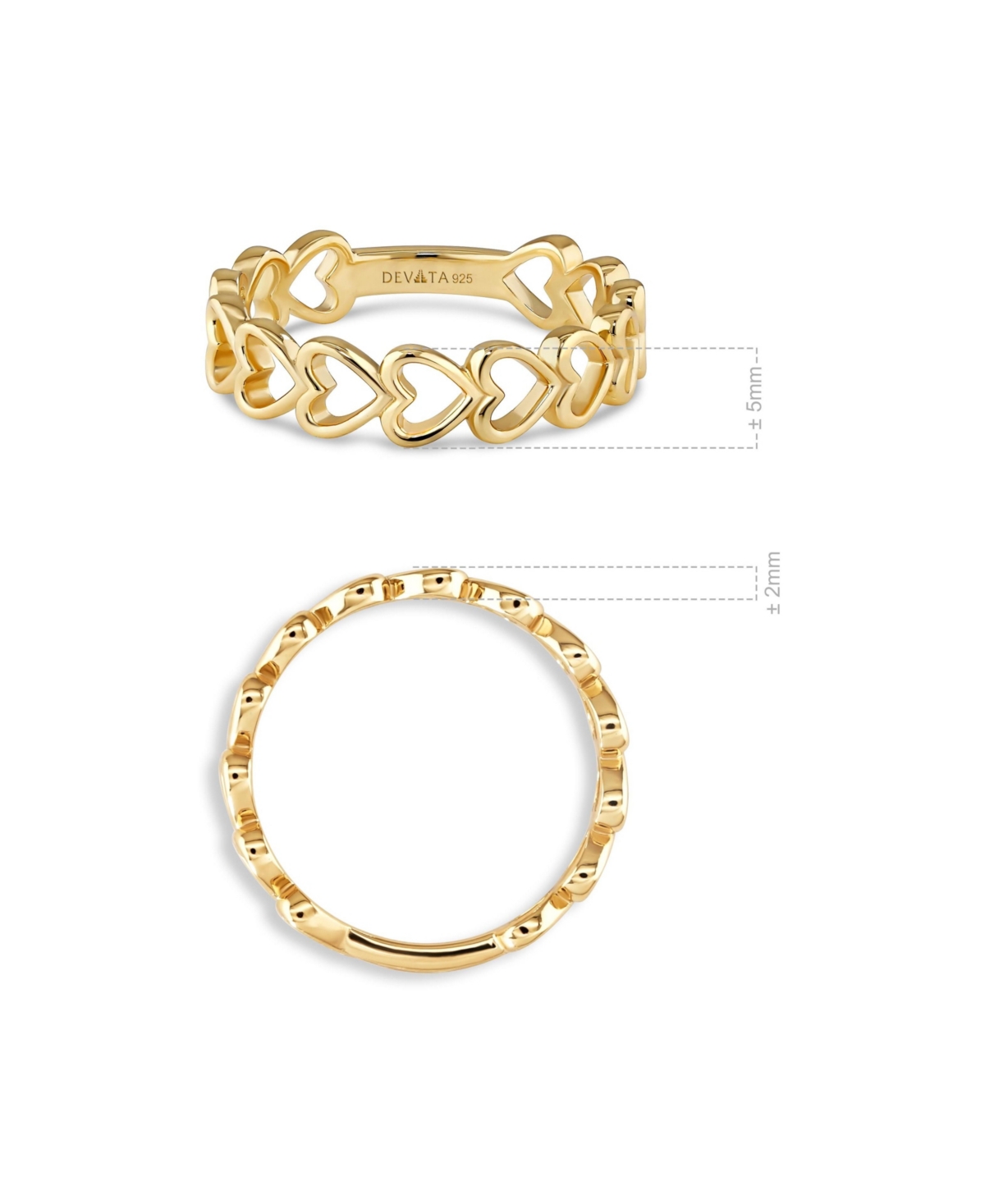 Devata Open Heart Ring in Gold Plated Sterling Silver