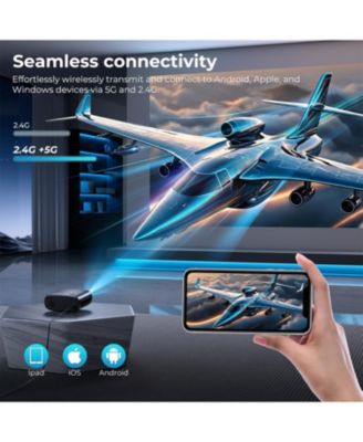 Projector with WiFi & Bluetooth - 800 ANSI Lumens Home Theater, Officially Licensed Netflix/Prime Video/YouTube,  HDMI/USB