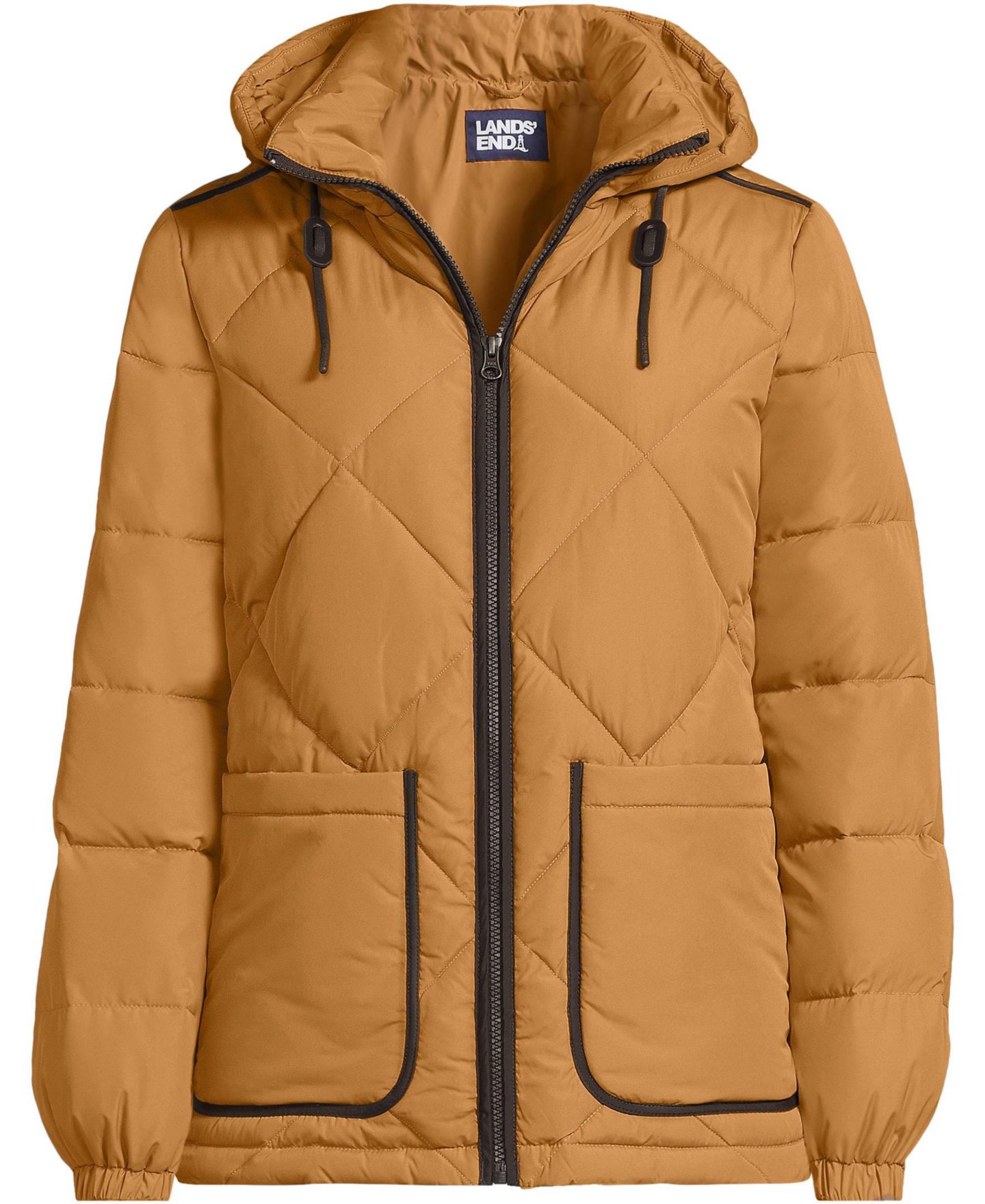 Женская куртка Lands' End FeatherFree Insulated Diamond Quilted, цвет: Верблюжий — фото 3