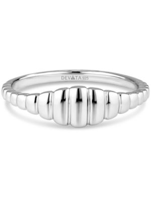 Ribbed Ring in Rhodium Plated Sterling , Size 7