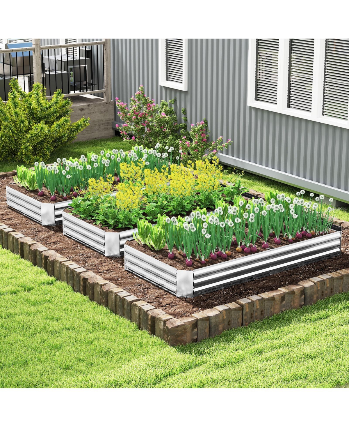 Gymax x x 1FT Galvanized Raised Garden Bed Heavy-Duty Elevated Rectangle Plant Box