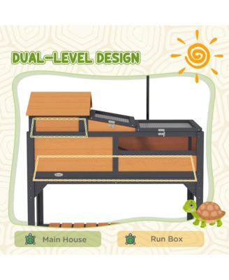 Tortoise Habitat with Adjustable Lamp Holder, Storage Shelf,