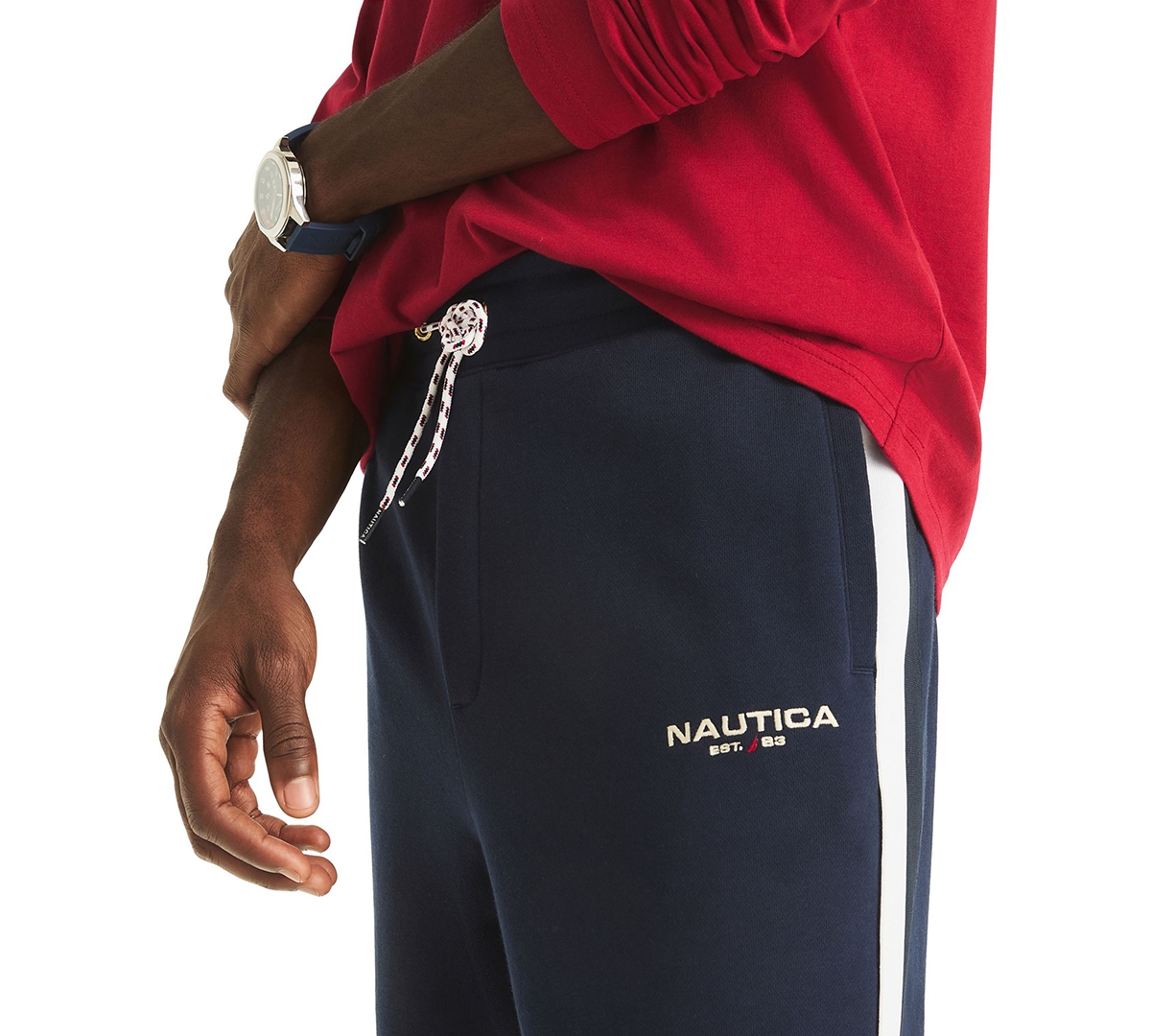 Nautica Men's Fleece Side Knit Tape Elasticated Hem Jogger