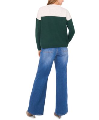 Women's Cozy Extended Shoulder Color Blocked Sweater 