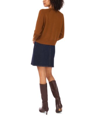 Women's Cozy Crewneck Raglan-Sleeve Cardigan Sweater