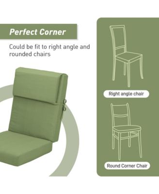 Patio High Back Chair Cushion Olefin Fabric Slipcover Sponge Foam 46 x 21 x 4 Inch, Set of 4 (Only Cushions)