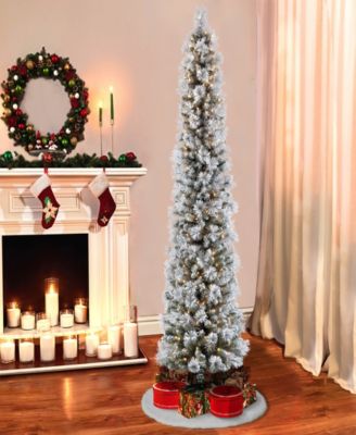 Puleo 6.5FT Pre-Lit Flocked Patagonia Pencil Artificial Tree