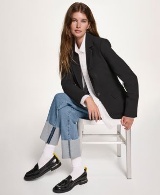 Women’s Notch-Collar One-Button Long Sleeve Blazer Jacket