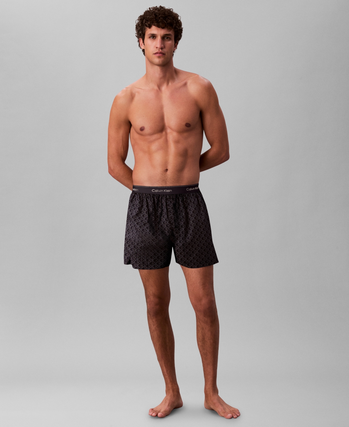 Calvin Klein Men's Striped Boxer In Black