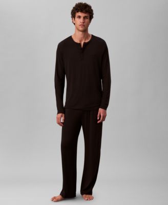 Men's Henley Neck Sleep Top