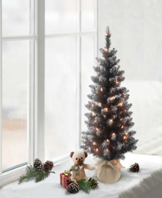 Puleo 3' Pre-Lit Tree with 50 Underwriters Laboratories Clear Incandescent Lights and Burlap Base, 97 Tips