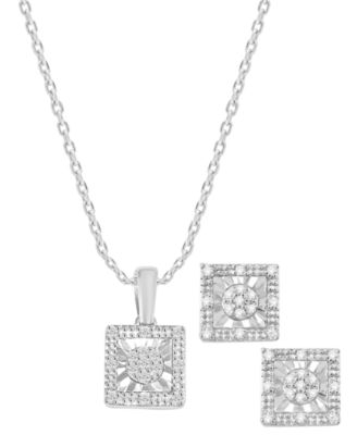 2-Pc.Diamond Pendant and Earrings Set (1/5 ct. t.w.) in Sterling Silver