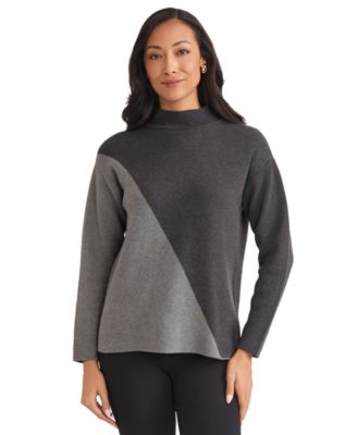 Jones New York - Women's Colorblock Mock Neck Sweater