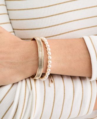 Imitation Pearl Double-Row Slider Bracelet, Macy's Exclusive