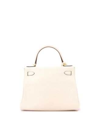 Pre-Owned Hermes Kelly 28 Handbag Light Clemence with Gold Hardware