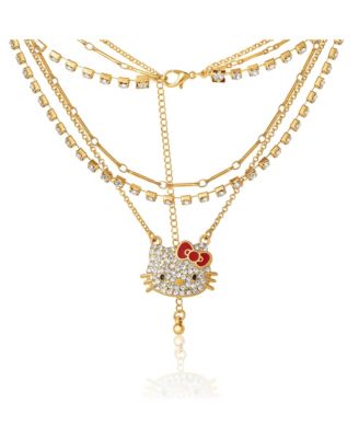 Double Chain Necklace with Crystal Embellished Charm