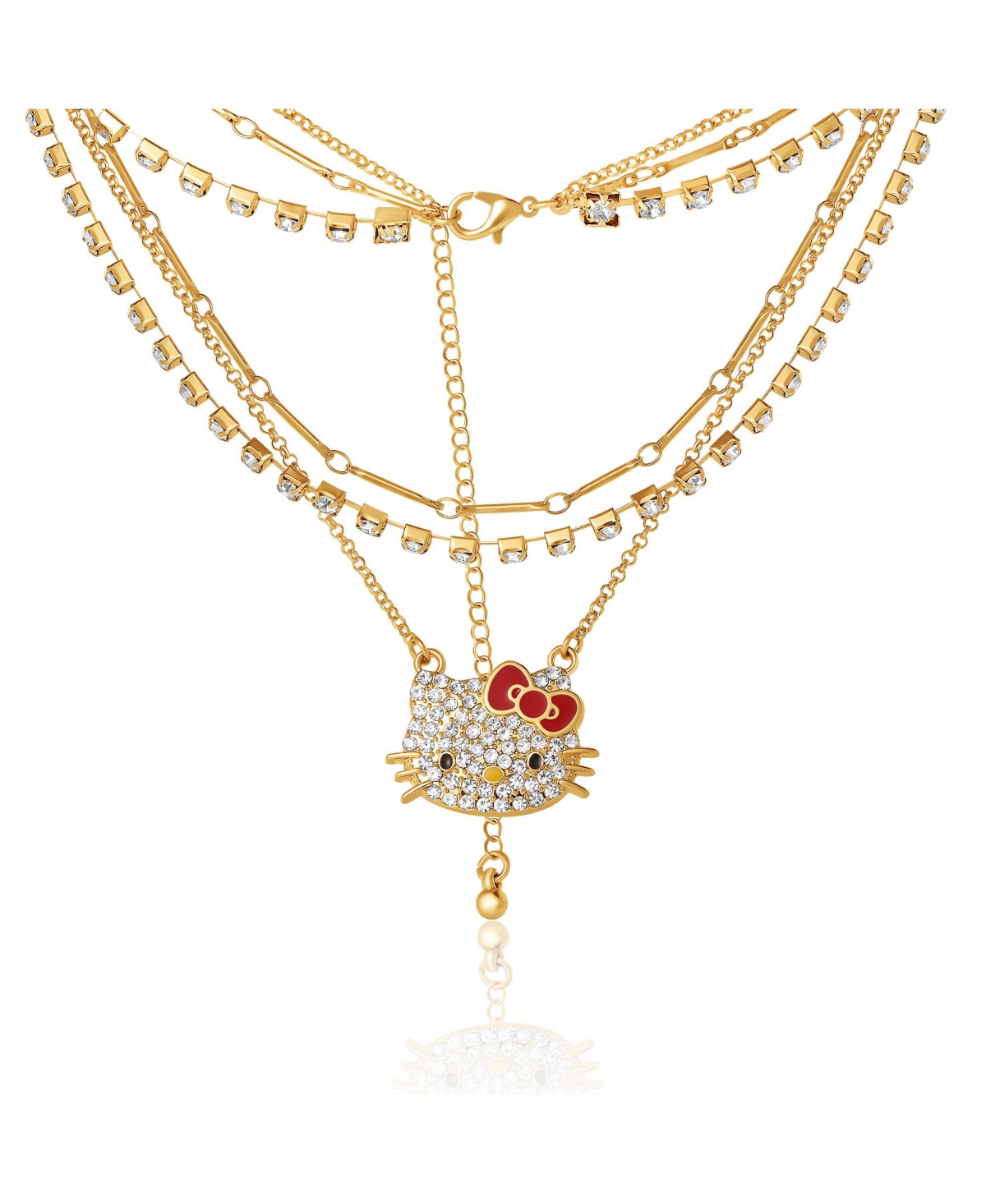 Hello Kitty Double Chain Necklace with Crystal Embellished Charm