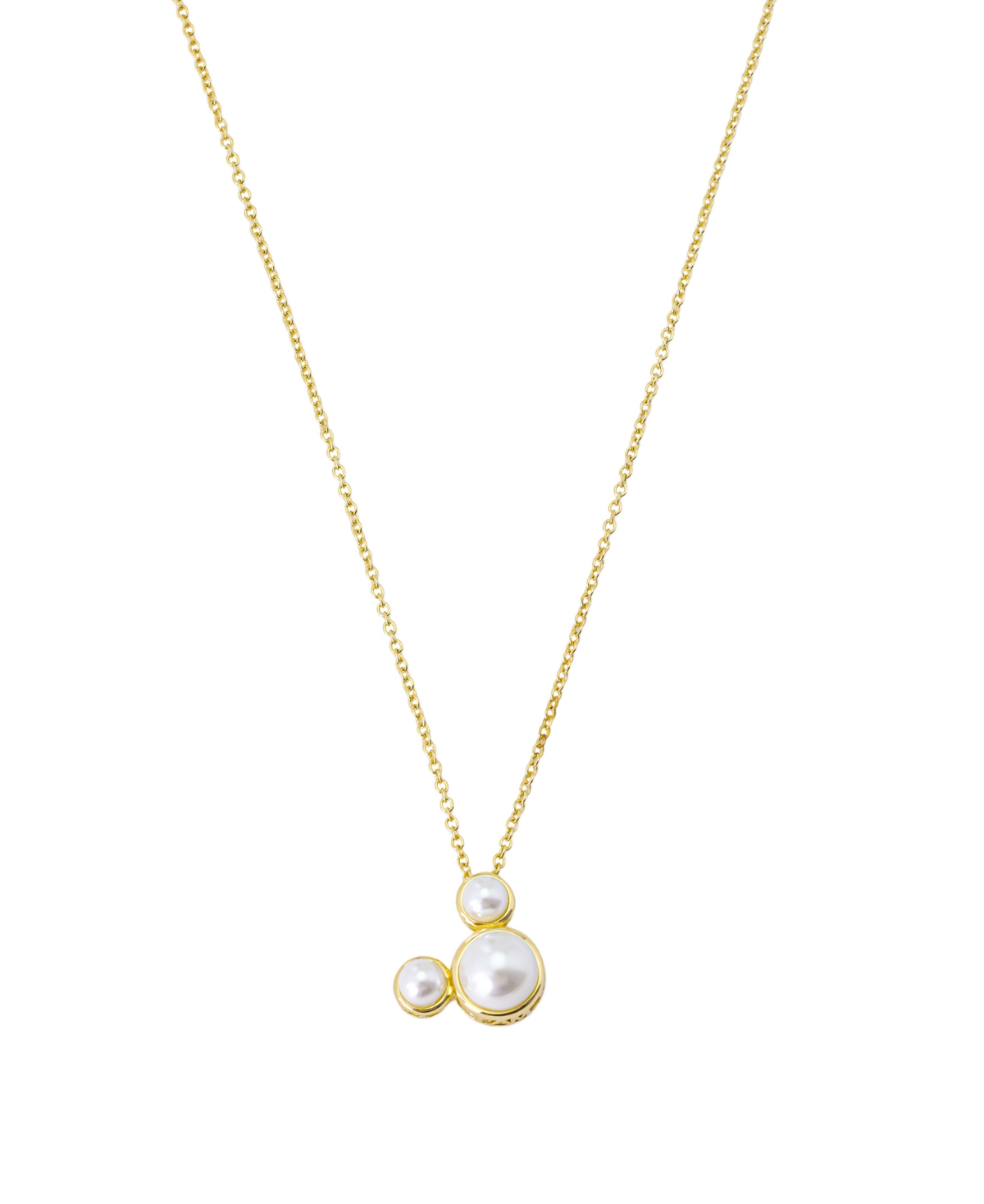 Disney Glass Cultivated Pearl Mickey Pendant Necklace And Hoop Earring Set In Gold