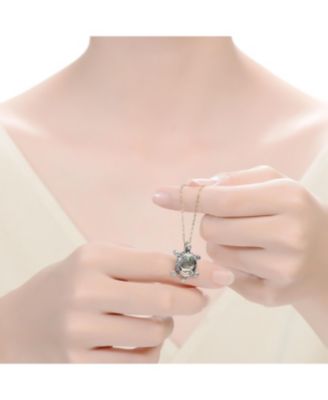 Sterling Silver White Gold Plated Abalone Pendant Necklace