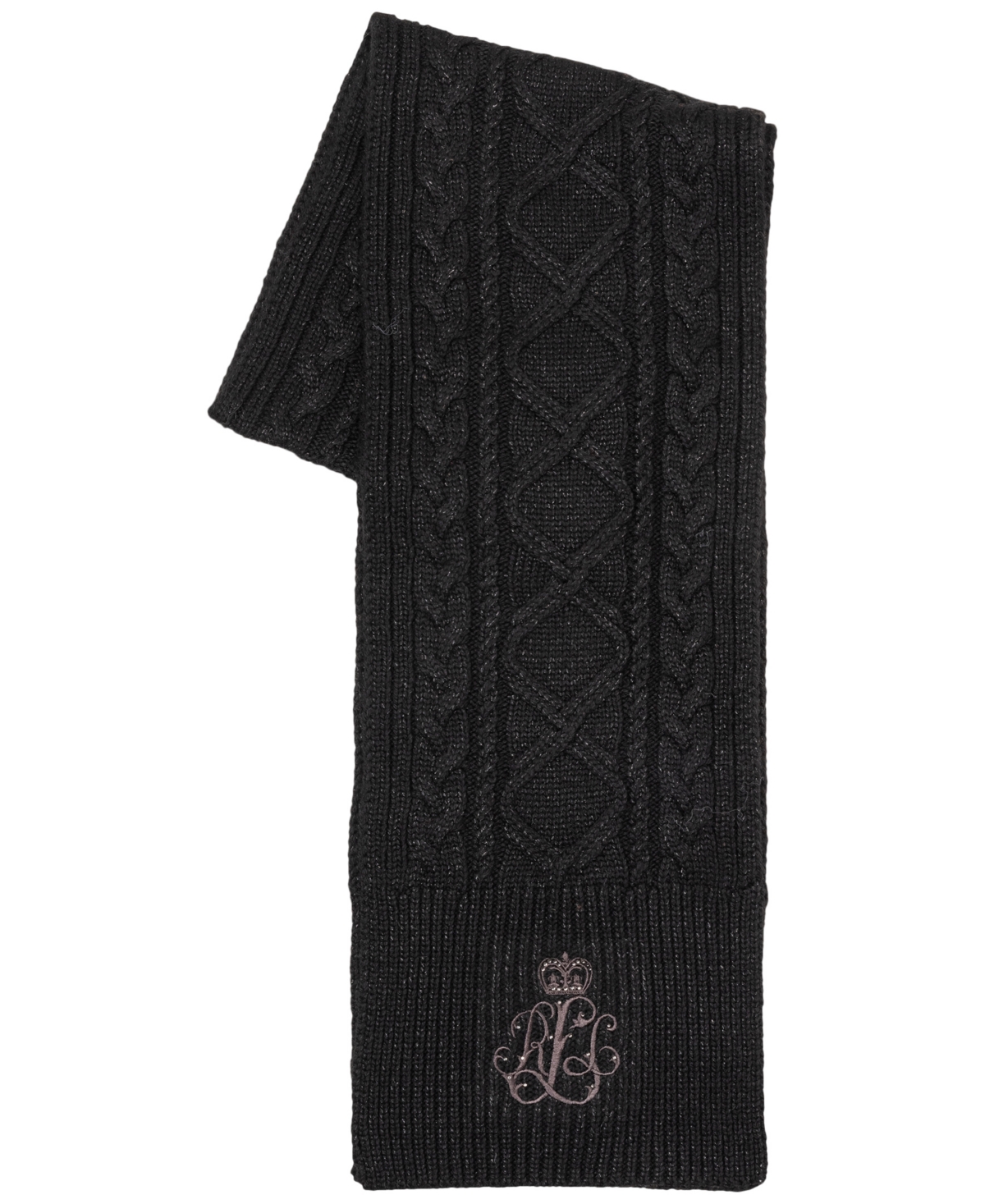 Ralph Lauren Metallic Cable Scarf In Gray