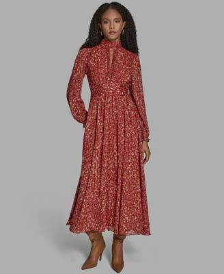 BCBG - Women's High Neck Keyhole Midi Dress