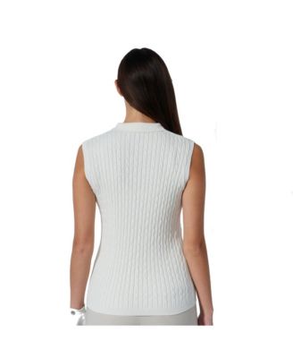 Women's Madelene Cable Knit Sleeveless Golf Polo