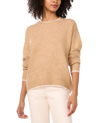 Vince Camuto - Women's Tipped Crewneck Long-Sleeve Sweater