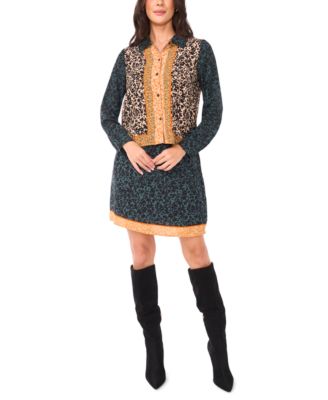 Women's Cropped Collar Button Down Top