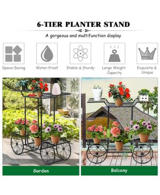 6-Tier Garden Cart Stand Flower Rack Display Decor Flower Pot Plant Holder