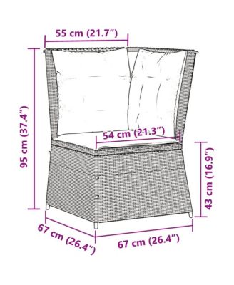 Patio Sofa Black PE rattan Compact Adjustable Feet Patio Sofa