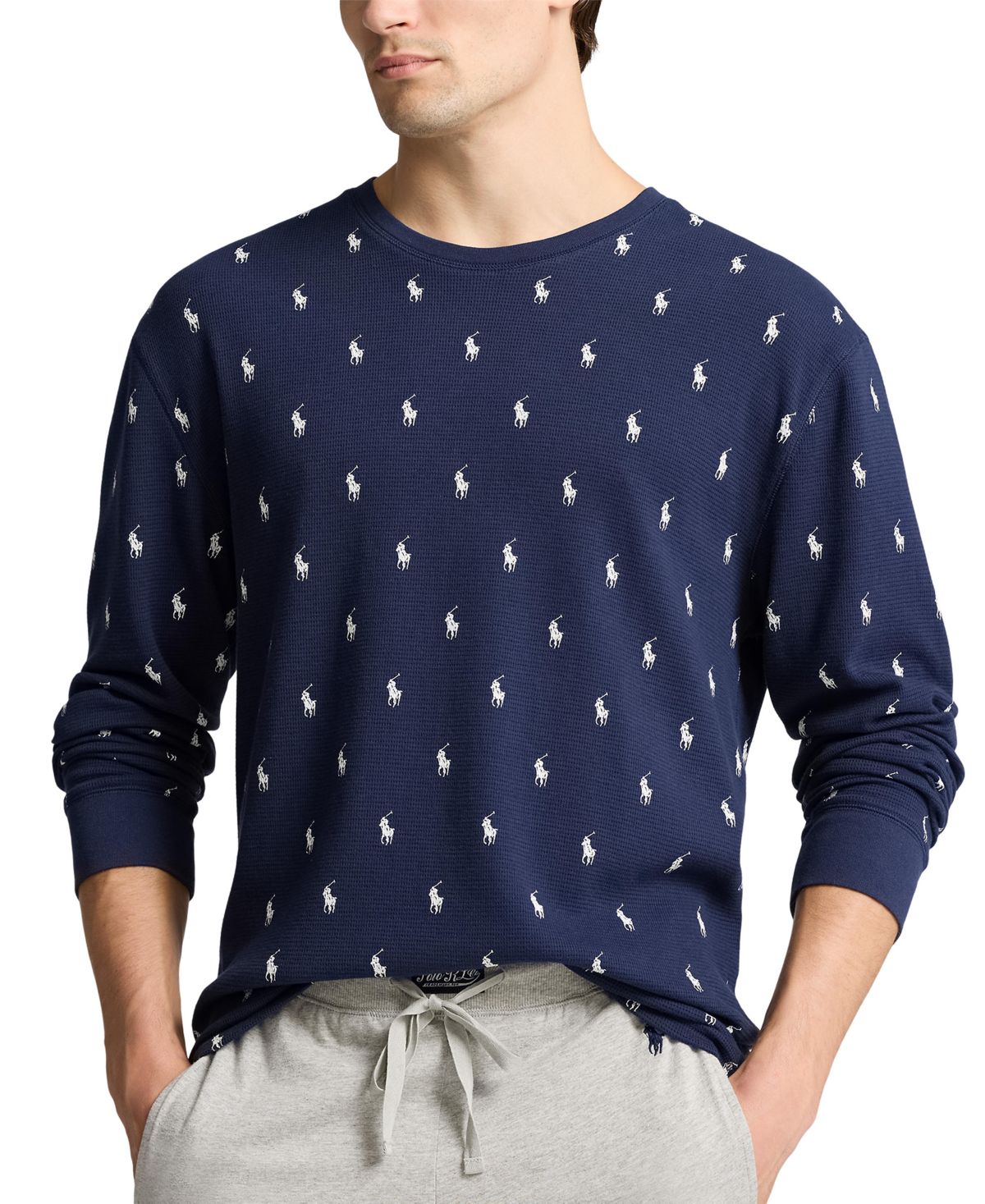 Мужская пижамная рубашка с длинным рукавом и термальным принтом