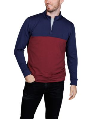 Men's Color Blocked Textured Performance Quarter Zip