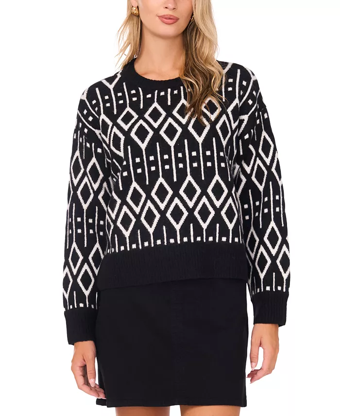 Women's Cozy Crewneck Jacquard Long-Sleeve Sweater