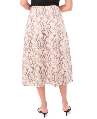 Women's Animal-Print Bias Cut A-Line Midi Skirt