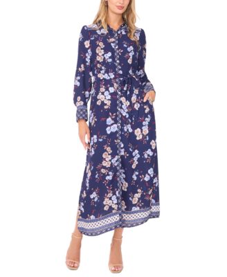 Women's Tie-Waist Long Sleeve Shirtdress