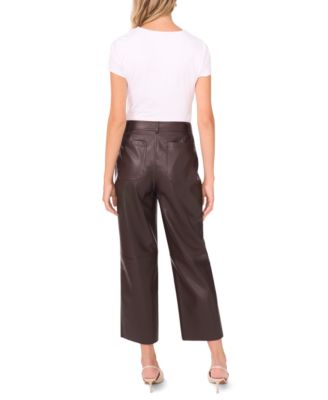 Women's Faux-Leather Wide Leg Pants