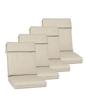 Outdoor High Back Dining Chair Cushion with Ties and Zipper, 44"x21"x3.2", Set of 4