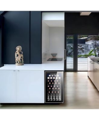 26 Bottle 3.2cu.ft Wine Cooler/Beverage Refrigerator Compact Wine Cellar with Glass Door Adjustable Temperature Control for Bar,Black