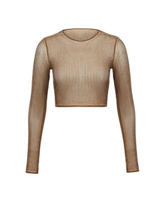 Women's Embellished Tulle Crop Top