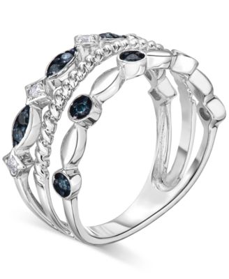 Blue & White Diamond Ring (1/4 ct. t.w.) in Sterling Silver