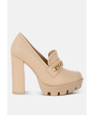 Womens Y2K Chunky High Block Heeled Loafers