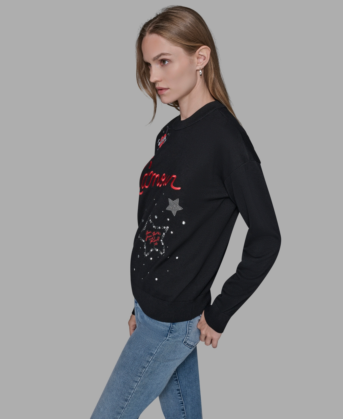 Karl Lagerfeld Women's Embellished Sweater In Black