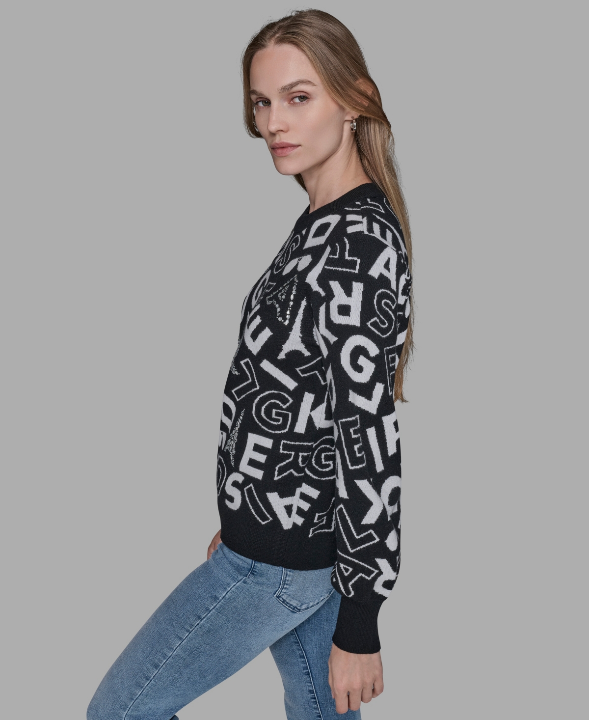 Karl Lagerfeld Plus Size Scatter Letters Sweater In Multi