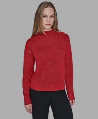 Women's Button Shoulder Long Sleeve Sweater