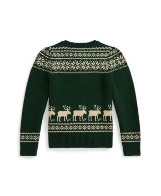 Girls' 2T-6X Reindeer Long-Sleeve Cardigan