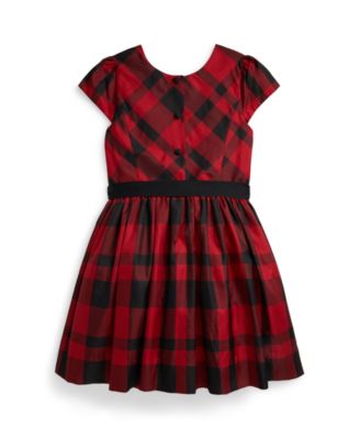 Girls' 7-16 Short-Sleeve Plaid Taffeta Dress