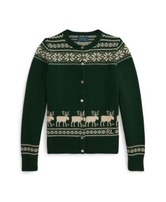 Polo Ralph Lauren - Girls 7-16 Long-Sleeve Fair Isle Reindeer Cardigan