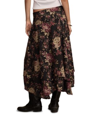 Women's Floral Drop Waist Midi Skirt