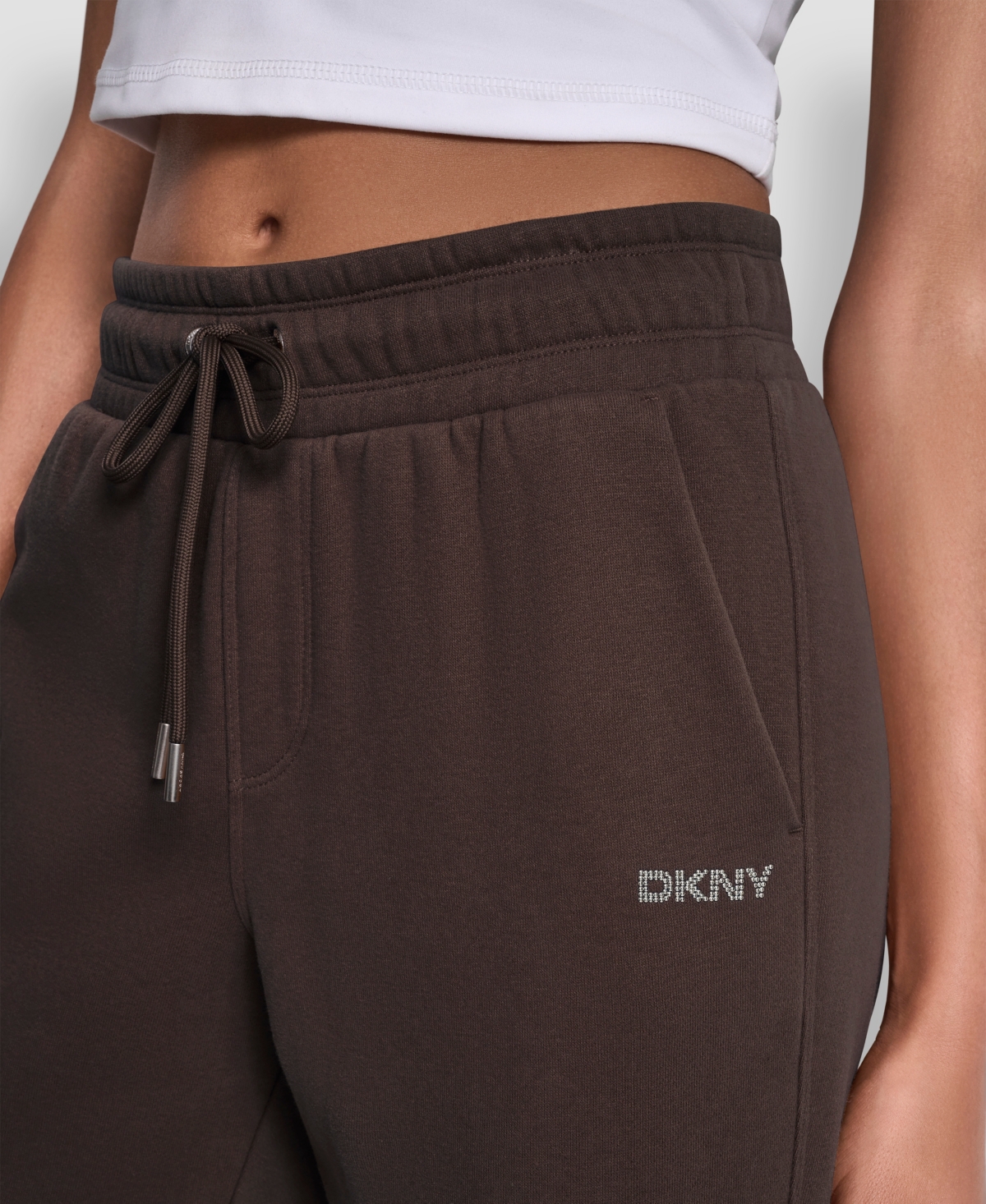 Dkny Sport Women's Studded-logo Cargo Joggers In Brown