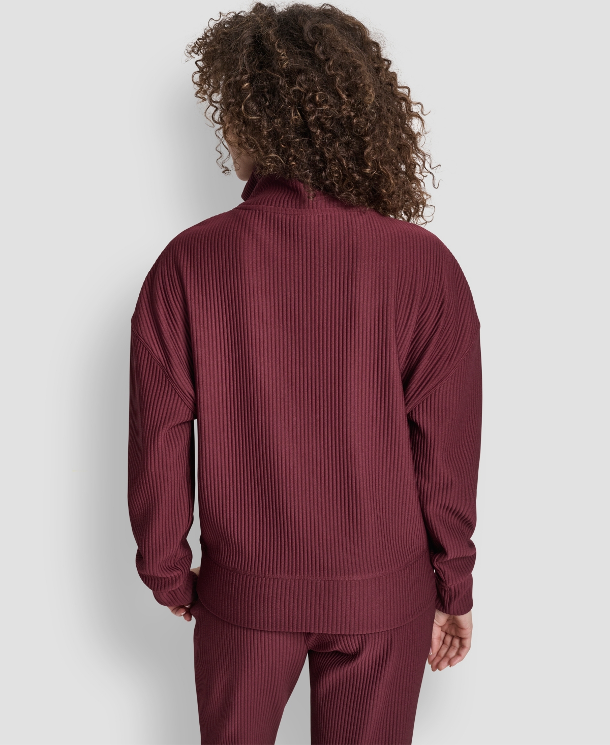 Dkny Women's Tech Ottoman Half-zip Mock Neck Sweatshirt In Burgundy